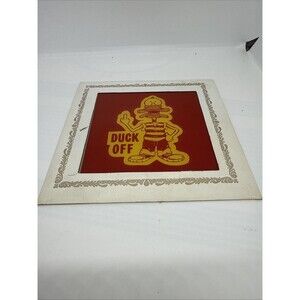 Vtg  Fair Carnival Mirror 8x8 “Duck Off” Duck With Middle Finger painted on